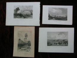 Asia Africa 4x Engraving India Shrine Islam Colombo Ceylon Carthage Nineveh - Estampes & Gravures