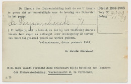 Briefkaart G. DW68-a - Duinwaterleiding S-Gravenhage 1907 - Ganzsachen