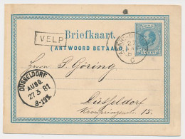 Briefkaart G. 9 V-krt. Velp - Dusseldorf Duitsland 1882 - Postwaardestukken