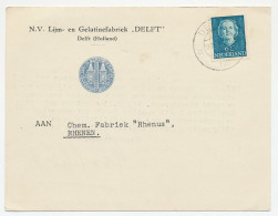 Firma Briefkaart Delft 1950 - Lijm- En Gelatinefabriek - Ohne Zuordnung