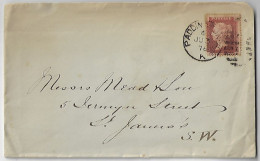 Great Britain 1876 Cover Paddington To London Stamp 1 Penny Red Perforate Corner Letter DO Queen Victoria Plate 150 - Briefe U. Dokumente