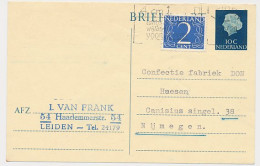 Briefkaart G. 330 / Bijfrankering Leiden - Nijmegen 1966 - Ganzsachen