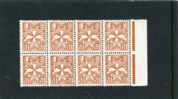 MALTA - 1968  POSTAGE DUE  1 1/2d  BROWN   PERF  12 1/2  BLOCK OF 8  MINT NH - Malta