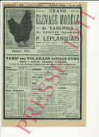 Publicité 1911 Leplanquais Elevage Modèle De Varennes Mandres Aviculture Race Poule Houdan Coucou Rennes Mantes Gâtinais - Pubblicitari