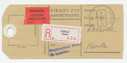 Postzaklabel Aangetekend / Waarde Venlo Kassier 1986 - Ohne Zuordnung