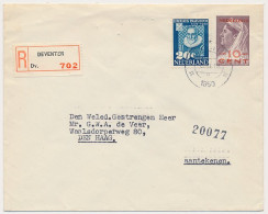 Envelop G. 31 / Bijfr. Aangetekend Deventer - S Gravenhage 1950 - Material Postal