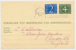 Verhuiskaart G. 26 Den Haag - Engeland 1957 - Buitenland - Postwaardestukken
