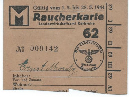 RAUCHERKARTE 1944 - CARTE DE TABAC - MOLSHEIM ALSACE - Ohne Zuordnung