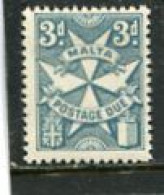MALTA - 1968  POSTAGE DUE  3d  BLUE   PERF  12 1/2  MINT NH - Malte