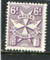 MALTA - 1968  POSTAGE DUE  6d  VIOLET   PERF  12 1/2  MINT NH - Malta