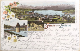 C. P. A. : Suisse : Lucerne : Gruss Aus LUZERN Litho , Timbre En 1898 - Lucerna