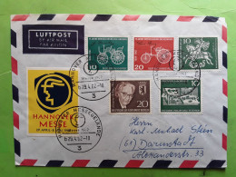 HANNOVER MESSE Luftpost Brief Lettre Foire Internationale Timbre Centenaire Automobile,Telephone,Schroeder 1962 - Brieven En Documenten