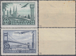 YUGOSLAVIA 1940, AIRPLANES And BRIDG, COMPLETE, MNH SERIES, The FIRST STAMP Has SMALL YELLOW SPOTS In The UPPER CORNER - Ungebraucht