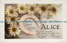 R108146 Greetings. With Best Lowe To My Dear Alice. Flowers. Regent. RP - Wereld
