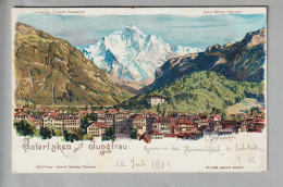 CH BE Interlaken Mit Jungfrau 1901-07-14 Litho C.Steinmann H.Schlumpf #2138 - Interlaken