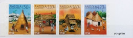 Angola 1992, Traditional Houses, MNH Stamps Strip - Booklet - Angola