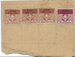 FRAGMENT AVEC 4 TIMBRES ELSASS WERTMARKE OPFER-RING - Covers & Documents