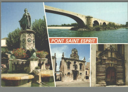 CPM 30 - Pont Saint Esprit - La Fontaine De La Navigation - Le Pont Sur Le Rhône - La Chapelle Des Pénitents - Pont-Saint-Esprit