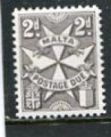 MALTA - 1970  POSTAGE DUE  2d  GLAZED PAPER  MINT NH - Malte