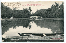 CPA  Voyagé * CASTELSARRASIN Bassin Du Canal (Barque De Pêche) CACHET Ovale Ouvert Par L'Autorité Militaire N° 386 - Castelsarrasin