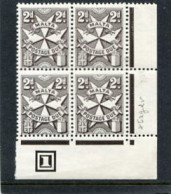 MALTA - 1970  POSTAGE DUE  2d  GLAZED PAPER  BLOCK OF 4  MINT NH - Malta