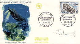 FDC 1963 BATHYSCAPHE ARCHIMEDE - 1950-1959