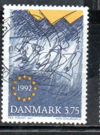 DANEMARK DANMARK DENMARK DANIMARCA 1992 SINGLE EUROPEAN MARKET 3.75k USED USATO OBLITERE' - Gebruikt
