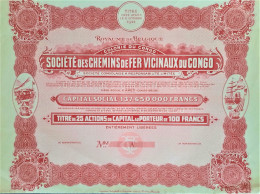 Société Des Chemins De Fer Vicinaux Du Congo - 1947 - Unissued  - Aketi - 25 Actions De 100 Francs - Afrique