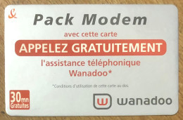 TICKET TÉLÉPHONE WANADOO PACK MODEM 01/10/2003 SPÉCIMEN PREPAID PREPAYÉE CALLING CARD TELECARTE SCHEDA PHONE CARD - Billetes FT