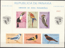 Panama 1965, Birds, Tucan, Parrot,  IMPERFORATED Block - Perroquets & Tropicaux