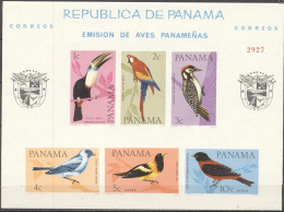 Panama 1965, Birds, Tucan, Parrot,  IMPERFORATED Block - Pájaros Cantores (Passeri)