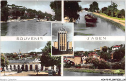 AEXP3-47-0238 - Souvenir D'AGEN - Perspective Sur Le Pont Canal - Canal Du Midi - Eglise Sacre-coeur - La Gare  - Agen