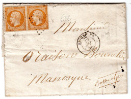 1862  CAD T 15 De BRIGNOLES Sur Paire De 0,10c Brun Envoyée à MANOSQUE - 1849-1876: Classic Period