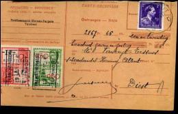 N° 693 Op Ontvangkaart / Carte-Récépisse - Met 2 Takszegels - 1936-1957 Collar Abierto