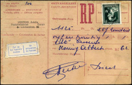 N° 696 Op Ontvangkaart / Carte-Récépisse - 1936-1957 Collo Aperto