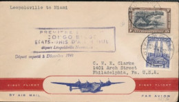 BELGIAN CONGO PREMIER VOL DECEMBRE 1941 DE LEO. VERS LES USA - Lettres & Documents