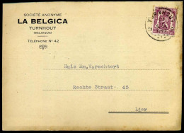 479 Op Postkaart Van Turnhout Naar Lier- 21/04/1941 - 'Société Anonyme La Belgica, Turnhout' - 1935-1949 Klein Staatswapen