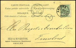 68 Op Carte Postale Van Anvers Naar Turnhout Op 14/01/1902 - 'Selb & Huverstuhl, Agents Transitaires, Anvers' - 1893-1907 Wappen