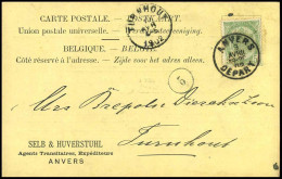 68 Op Carte Postale Van Anvers Naar Turnhout Op 09/04/1902 - 'Selb & Huverstuhl, Agents Transitaires, Anvers' - 1893-1907 Wappen