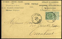 68 Op Carte Postale Van Mons Naar Turnhout Op 20/11/1902 - 'Papeterie En Gros D.-C. Marin-Noefnet, Mons' - 1893-1907 Wappen