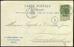 68 Op Carte Postale Van Anvers Naar Turnhout Op 24/12/1902 - 'G. Théo Weber & Co, Anvers' - 1893-1907 Stemmi