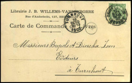 68 Op Carte Postale Van Bruxelles Naar Turnhout Op 18/10/1902 - 'Librairie J.B. Willems-Vandenborre, Bruxelles' - 1893-1907 Stemmi