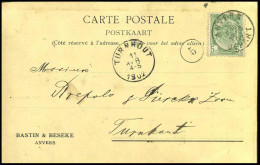 68 Op Carte Postale Van Anvers Naar Turnhout Op 11/04/1902 - 'Bastin & Beseke, Anvers' - 1893-1907 Wapenschild
