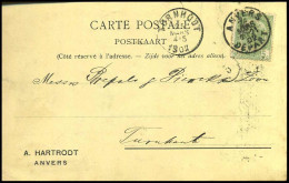 68 Op Carte Postale Van Anvers Naar Turnhout Op 25/03/1902 - 'A. Hartrodt, Anvers' - 1893-1907 Stemmi