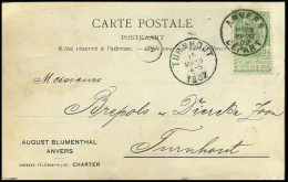68 Op Carte Postale Van Anvers Naar Turnhout Op 15/03/1902 - August Blumenthal, Anvers' - 1893-1907 Wappen