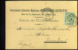 68 Op Carte De Commande Van Louvain Naar Turnhout Op 07/03/1902 - 'Alphonse Meulemans-Depreter, Louvain' - 1893-1907 Coat Of Arms
