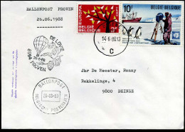 Ballonpost Proven 26.06.1988 - Stempel : Ballonpost - Belgische Postzerijen - Otros & Sin Clasificación