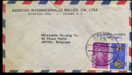 Airmail Cover To Antwerp, Belgium - "Agencias Internacionales Muller, Panama" - Panama