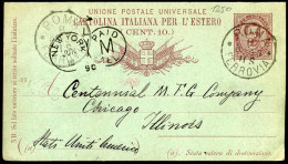Cartolina Italiana Per L'Estero - 10 Ct. - Roma Ferrovia To Chicago, Illinois - 1890 - Entero Postal