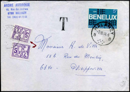 2 X TX77 Op Cover Van Halanzy Naar Philippeville - Cartas & Documentos